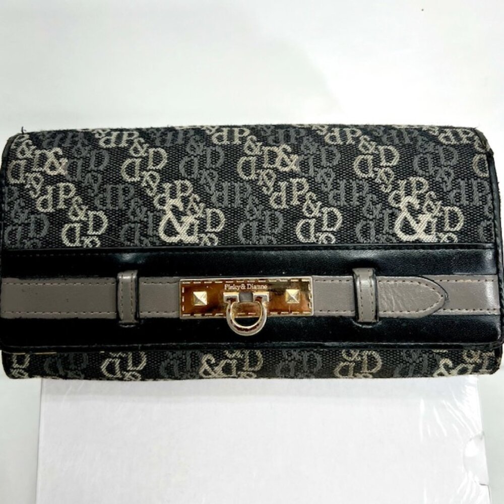 VGT Pinky & Dianne Denim Snap Accordion Wallet With Gray Black Logo Bifold(12) - Picture 4 of 14